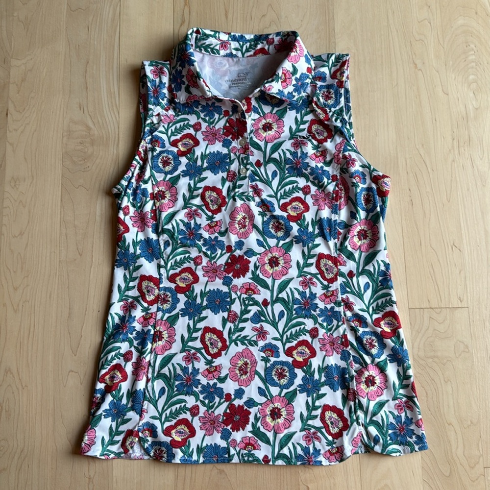 Vineyard Vines Floral Sleeveless Polo
